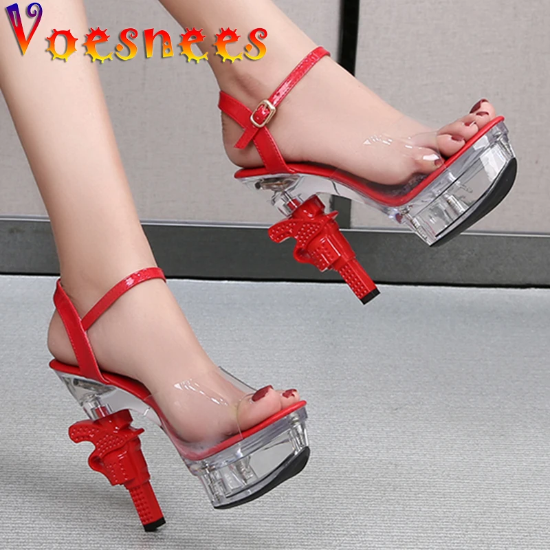 Voesnees Brand Designer Women Shoes High Heels Color Strange style Crystal 14cm Sexy Platform Sandals Girl Show wedding Shoes