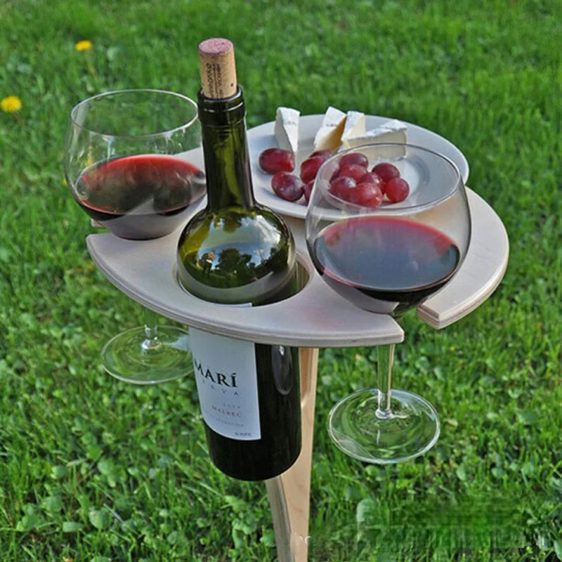 Camping Table Outdoor Wine Table Outdoor Beach Inserted Ground Wine Rack Outskirts Picnic Cross Border Folding Portable Table