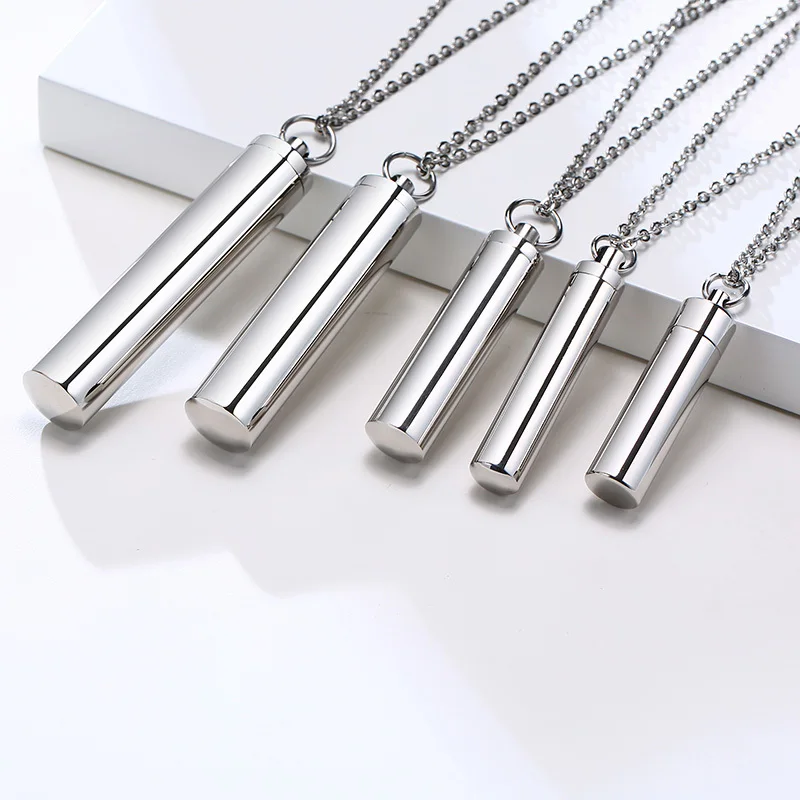 Vnox Minimalist Urn Cremation Necklaces for Men Women,Hollow Tube Memorial Ashes Pendant Vial, Keepsake Gift Perfume Holder