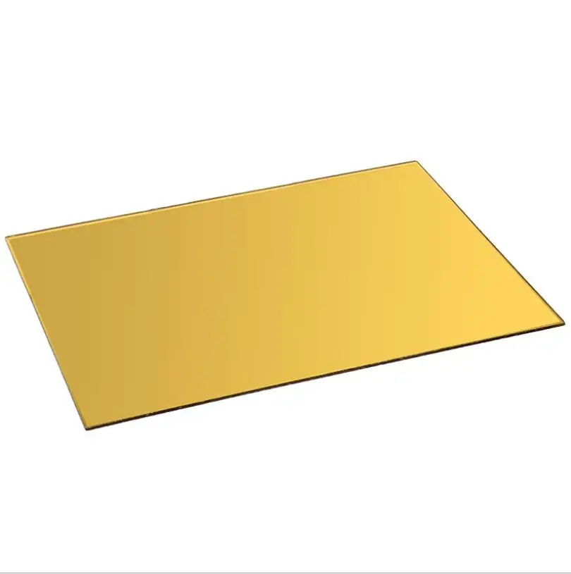 2mm Thickness Acrylic Gold Mirror Square Sheet Plastic Pier Glass Hotel Decorative Lens Plexiglass Not Easy To Broken