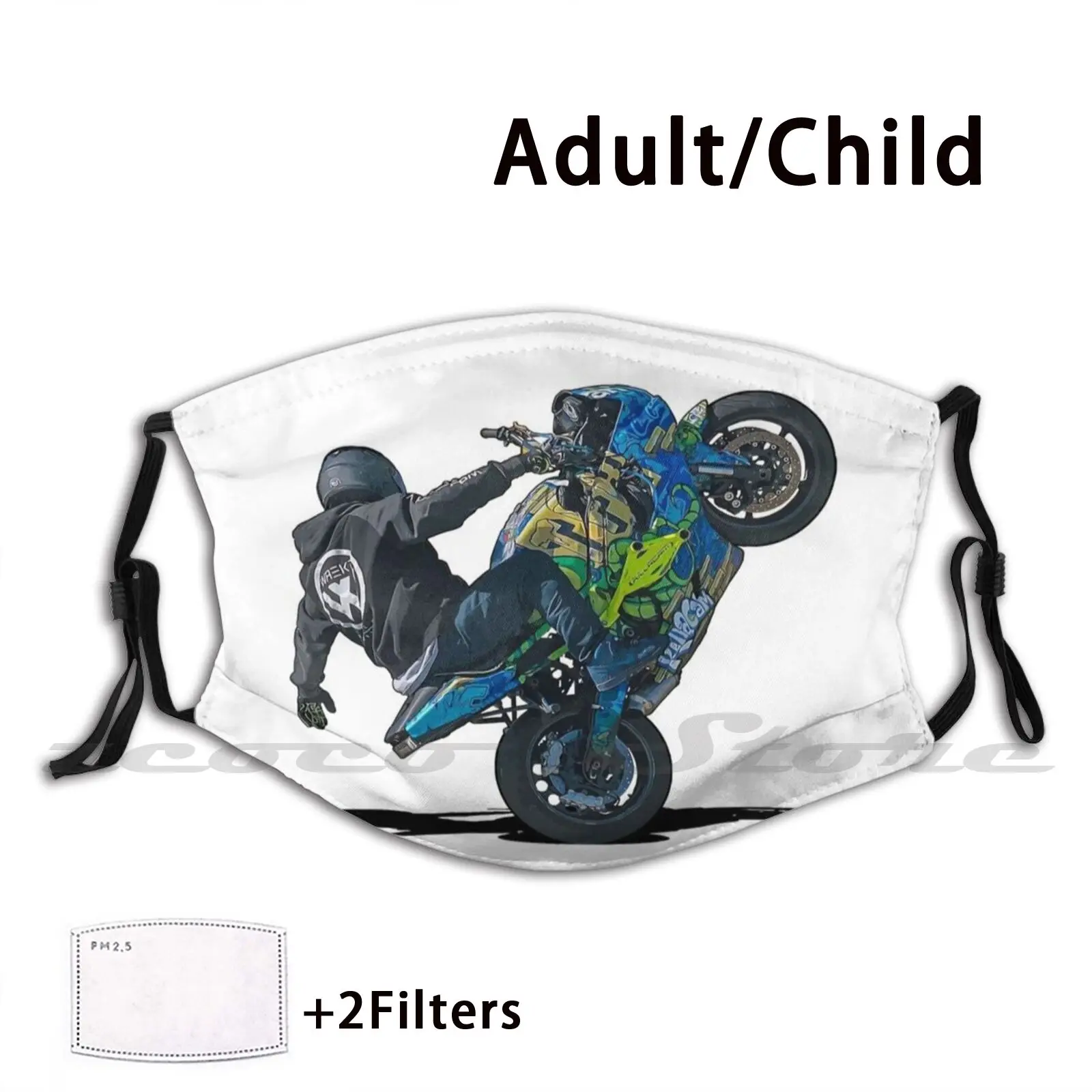 

Biker Motorcycle Wheelie Mask Cloth Reusable Print Filter Washable Motorcycle Motorbike Bikelife Bike Biker Motorcycles