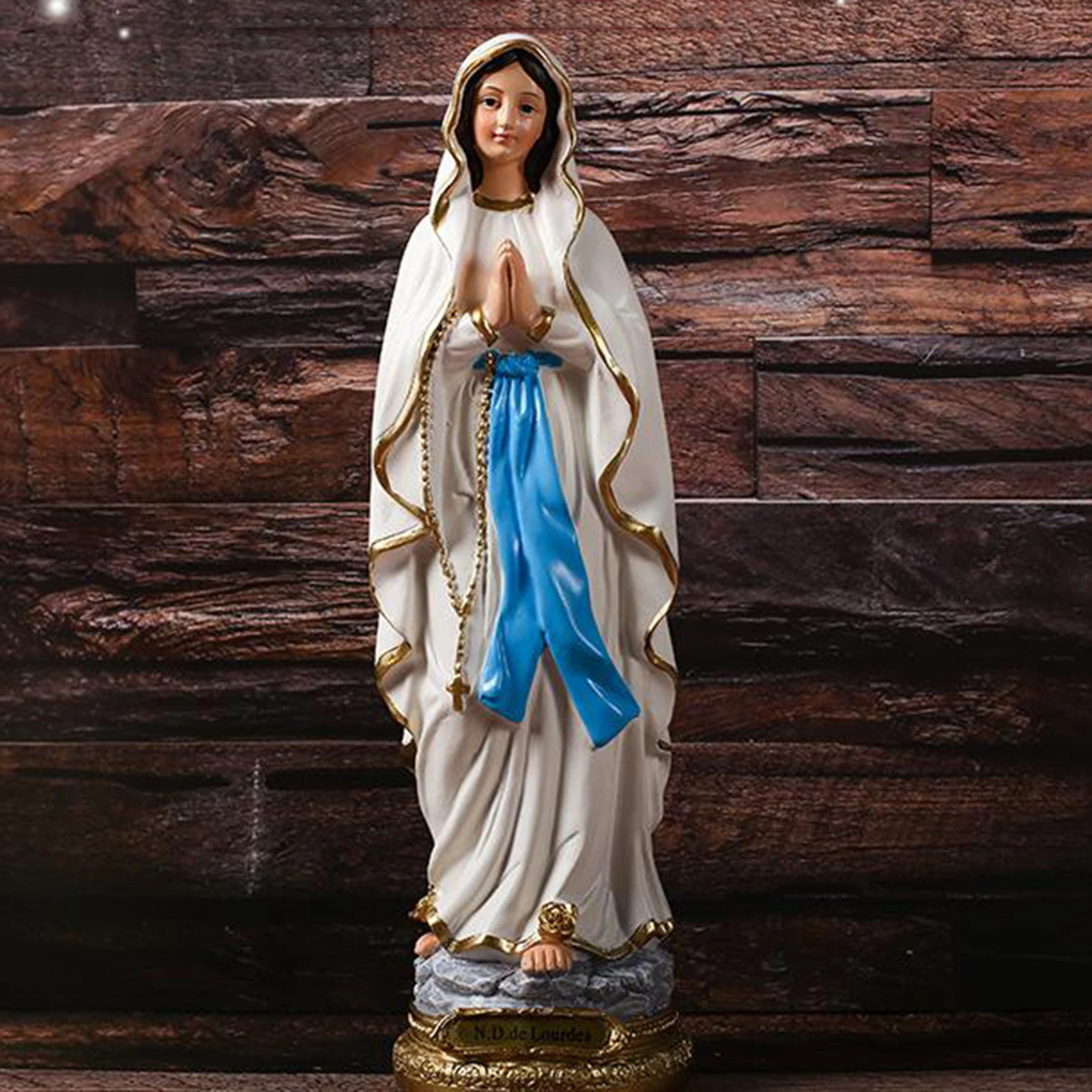 22cm Height Catholic Resin Madonna Virgin Mary Statue Figure Handmade Figurine Religious Wedding Gift Xmas Desktop Decoration