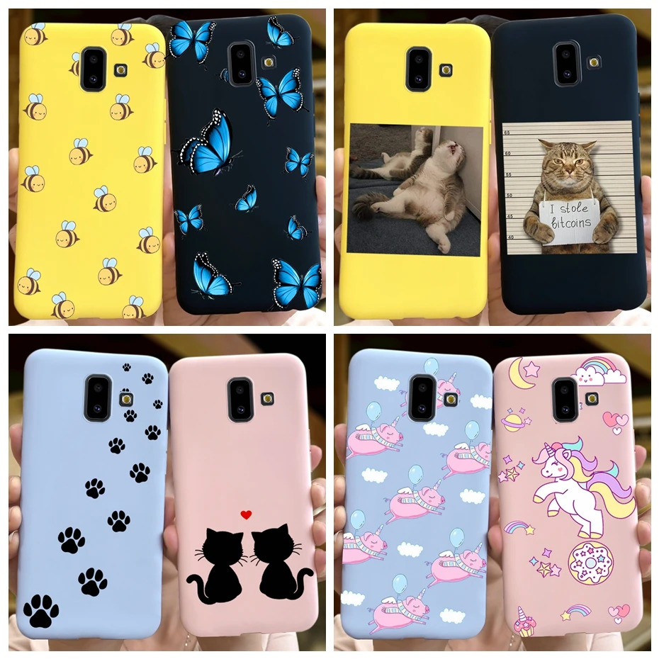 For Samsung Galaxy J6 Plus 2018 Case Cover Cute Bee Cat Silicone Soft Phone Case For Samsung J6 2018 J6Plus J 6 J600 J610 Bumper