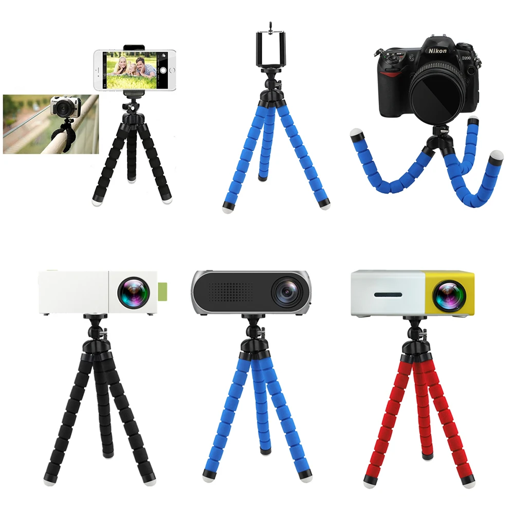 2022 New Mini Tripod For YG300 J15 Mini Projector Camera Tripod Flexible Sponge Octopus Phone Holder Clip stand for Phone Stand