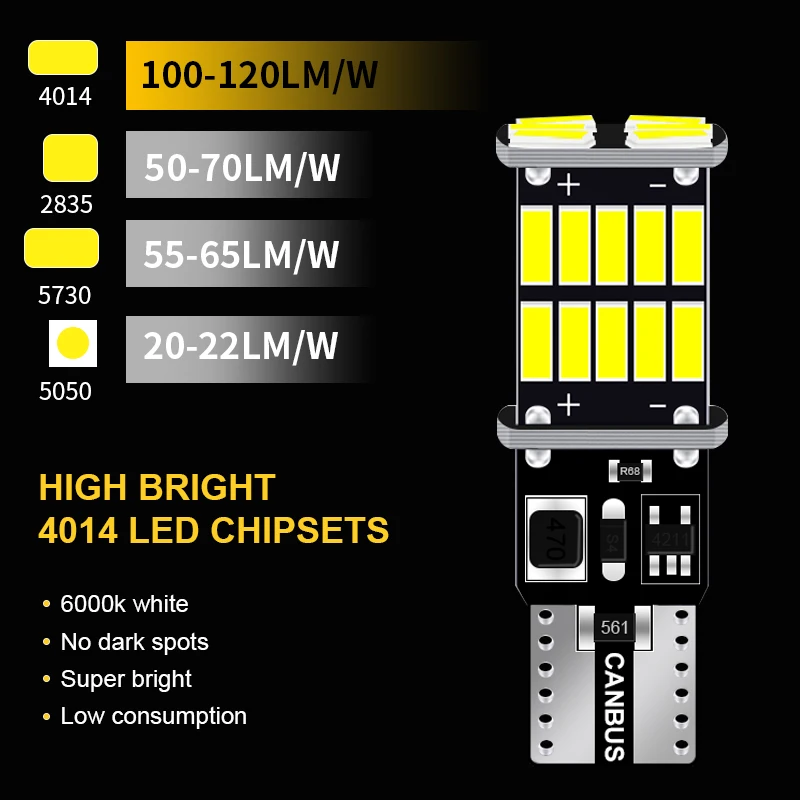 BOAOSI 2x T10 4014SMD LED Error Free Eyebrow Eyelid Light Bulb For Opel Astra h j g Corsa Zafira Insignia Vectra b c d