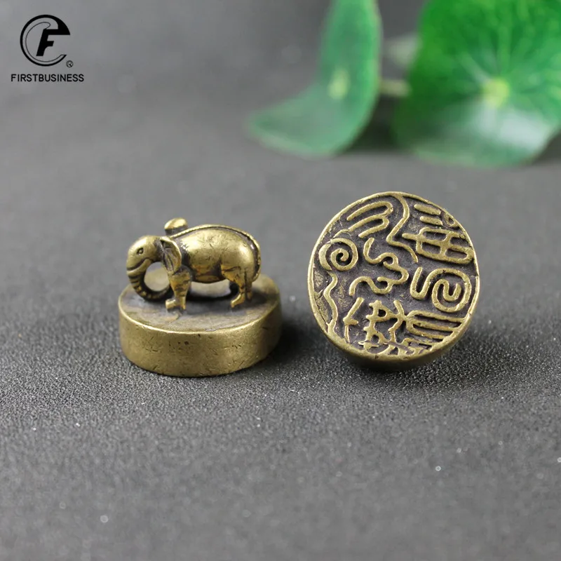 Solid Pure Brass Elephant Seal Statue Chinese FengShui Lucky Home Decorations Ornaments Lovable Animal Figurines Desk Decor