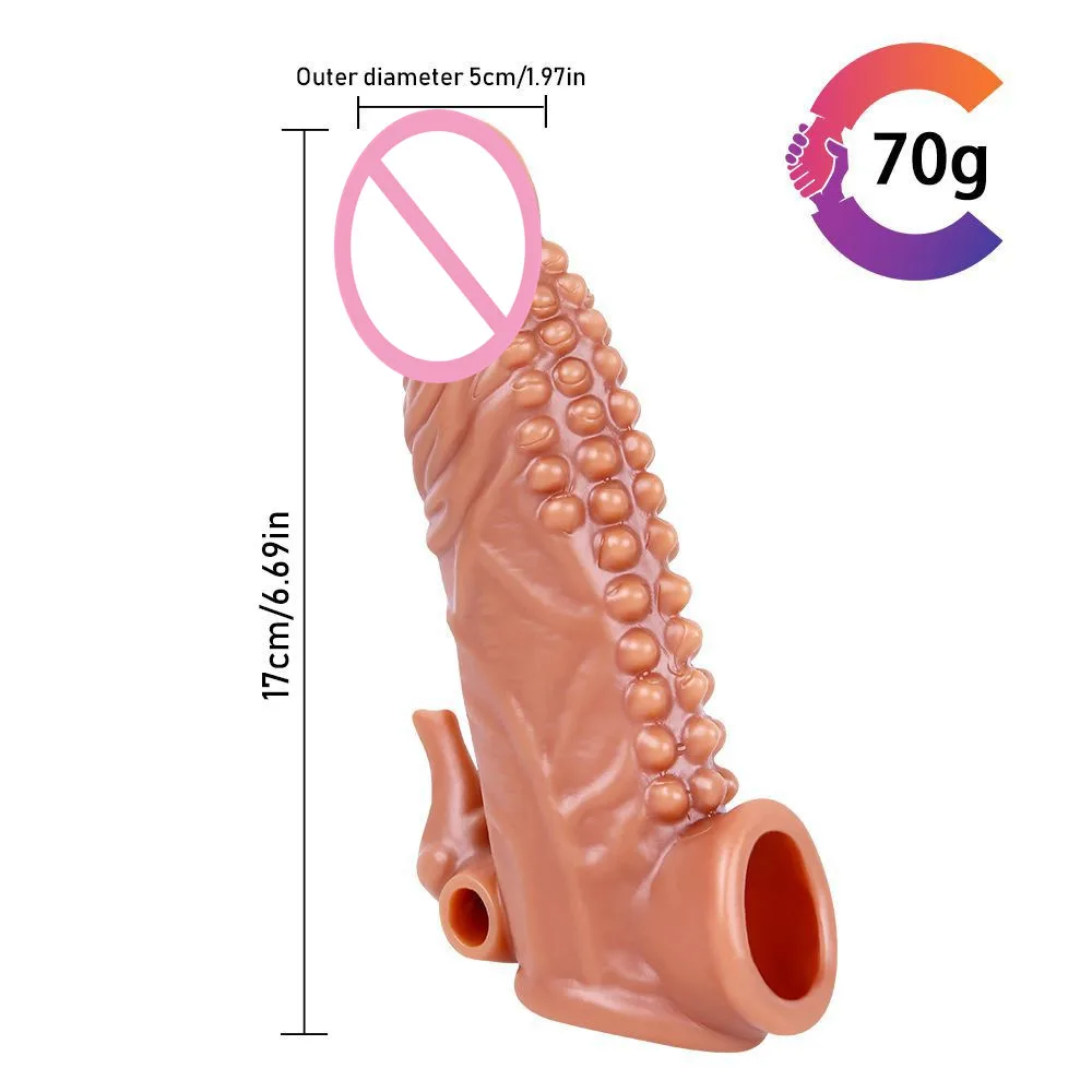 Large Penis Sleeve Reusable Comdom Delay Spike Clit Ejaculation Penis Sleeve Dick Male Dildo Enlargers Sex Toys for Men