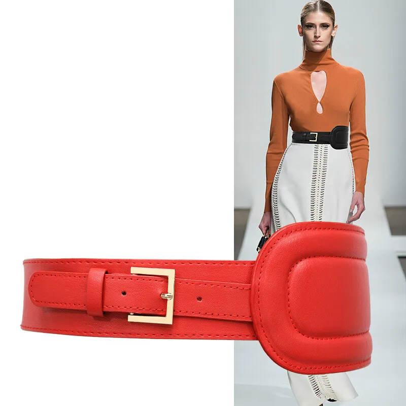 

H3499 Women Fashion Waist Belt Ladies Wide Waist Seal Korean Solid Color High Quality Simple Easy Casual Waistband Accessories