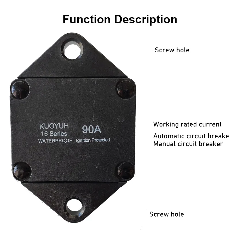 12V- 48V DC 90a Dc Automatic Reset  Circuit Breaker Circuit Breaker for Boat Trolling