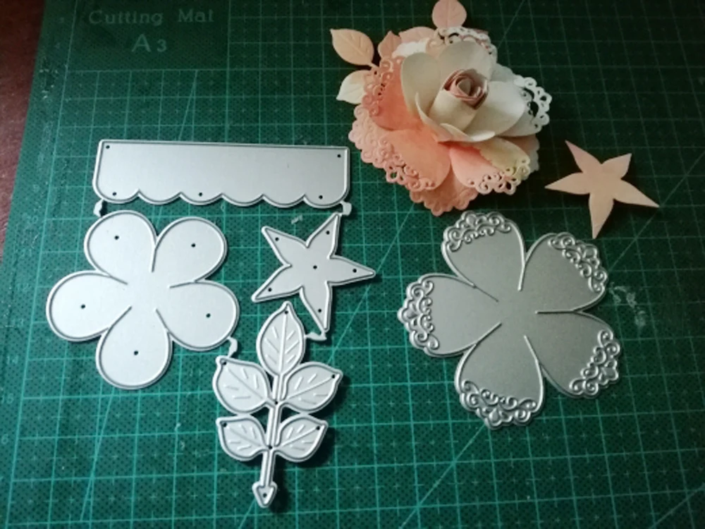 Metal Cutting Dies For Scrapbooking Die Rose Flower Leaves Cut Dies DIY Paper Cards Craft Diy Metal Cutting Dies Flowers Tree