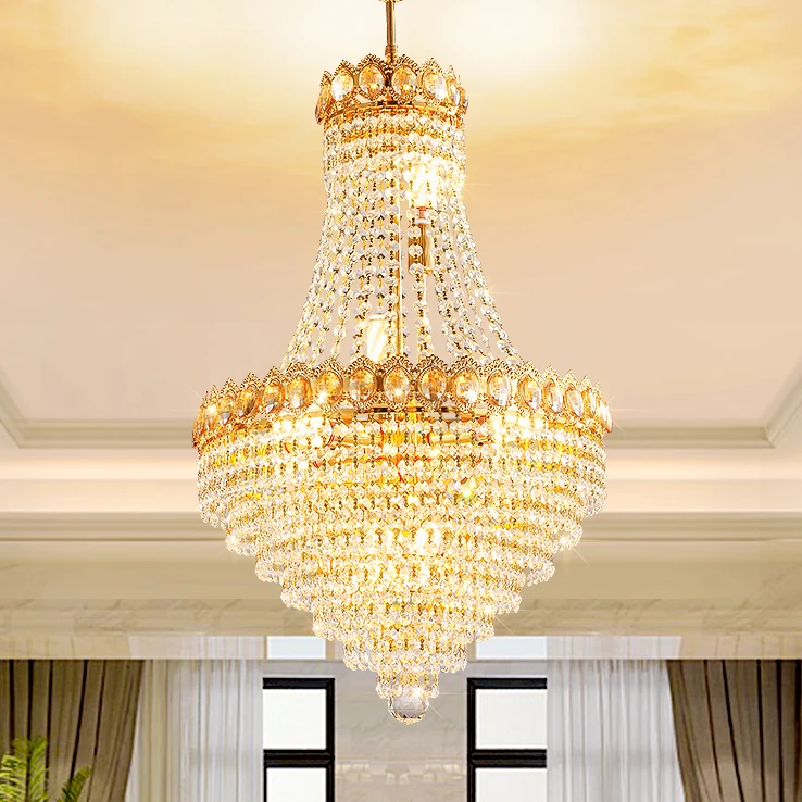 

LED Modern Golden Crystal Chandeliers Lights Fixture American Luxury Crystal Chandelier Hotel Restaurant Home Indoor Lighting