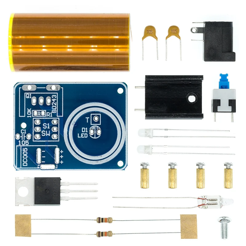 BD243 Mini Tesla Coil Kit puntelli magici parti fai da te tecnologia luci vuote elettronica fai da te BD243C