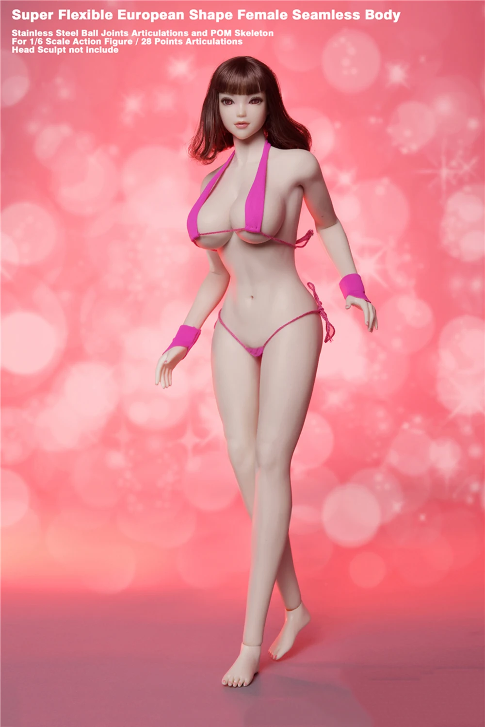 JIAOU DOLL 1:6 European Super Flexible Sexy Seamless Large Bust Female Body Metal Skeleton Detachable/Non Detachable Foot Model