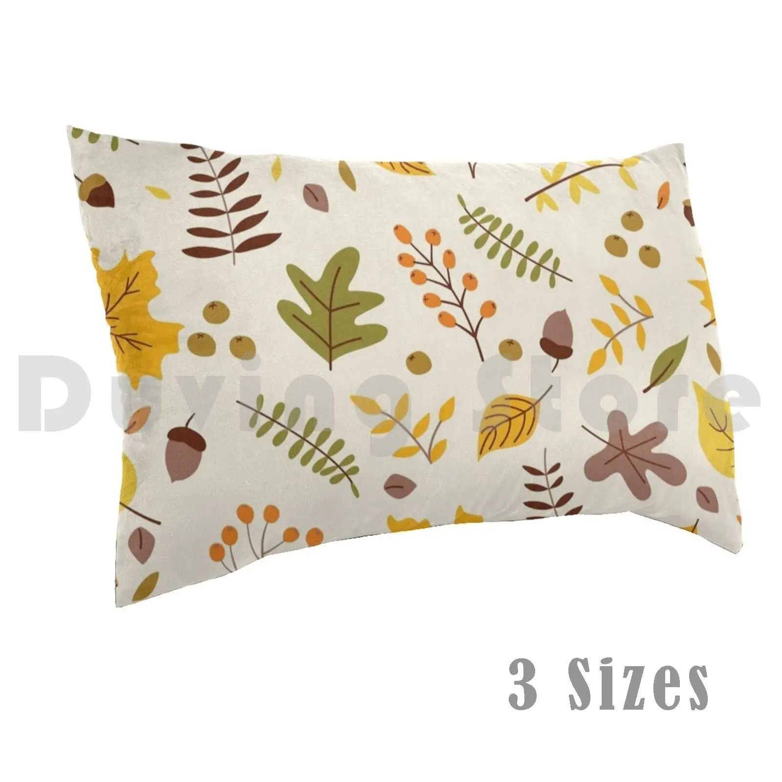 Fall Foliage Pattern Pillow Case 20*30 Inch Autumn Leaves Pattern Acorn Sheet Nature Sea Buckthorn