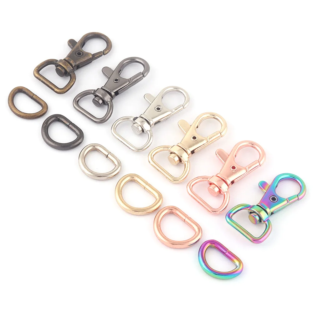 13mm Rainbow Metal Adjuster Swivel Slide Spring Clasps,Dog Collar Purse Hardware Making Backpack D Rings Webbing Handbag 5Sets