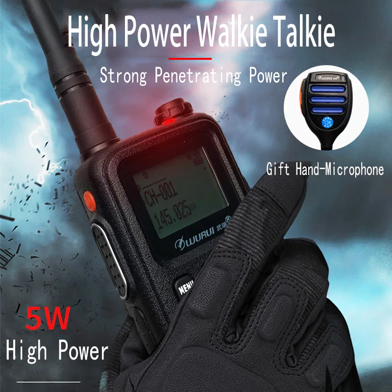 1pz Portable Radios Walkie Talkie 10 km Dual Bnad VHF UHF 2 Way FM Radio Handheld Professional Walkie-Talkies Radio for Hunting