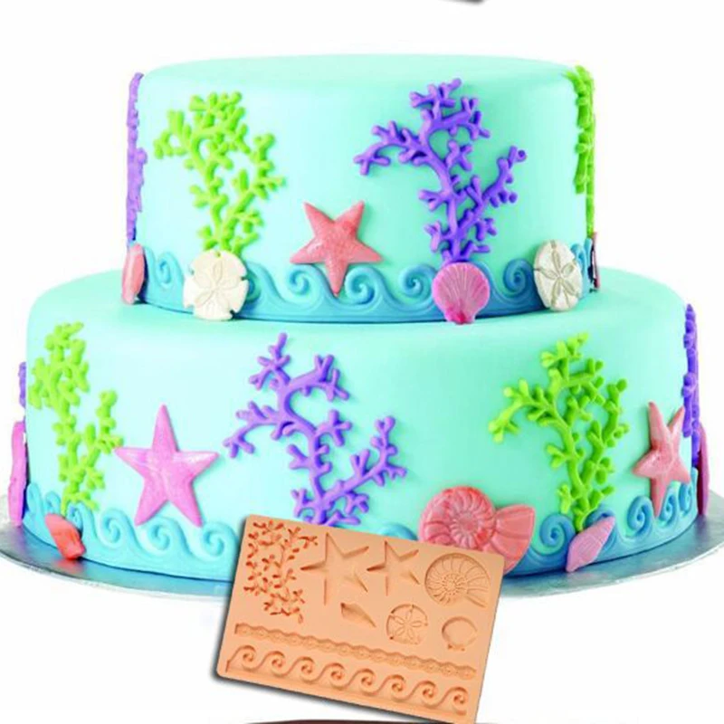 1pcs Cartoon Cake Decoration Tool 3D Ocean World Chocolate Fondant Silicone Mould Fashion Birthday Cake Decor Supplies