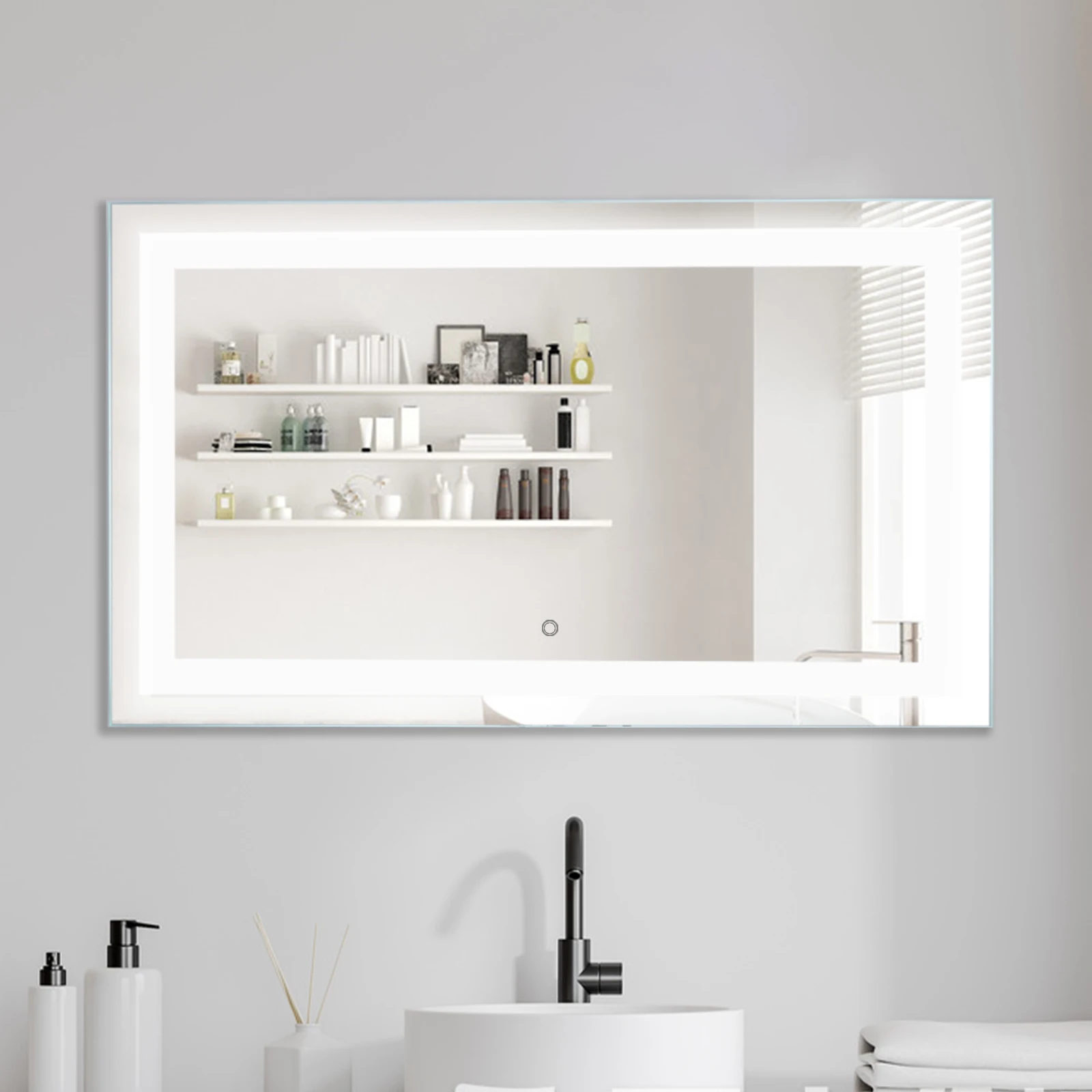 LED Bathroom Vanity Mirror with Light 40 x 24 Inches Dimmable Anti-Fog Backlit Wall Mounted Defogger Makeup Mirle Makeup Mirror