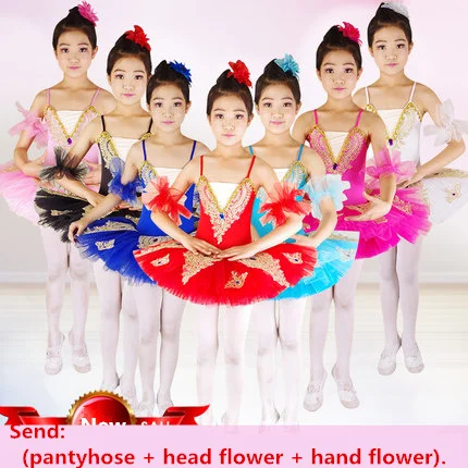 

Children ballet skirt performance costume little swan dance tutu fluffy tulle skirt suspender female ballet performance costume