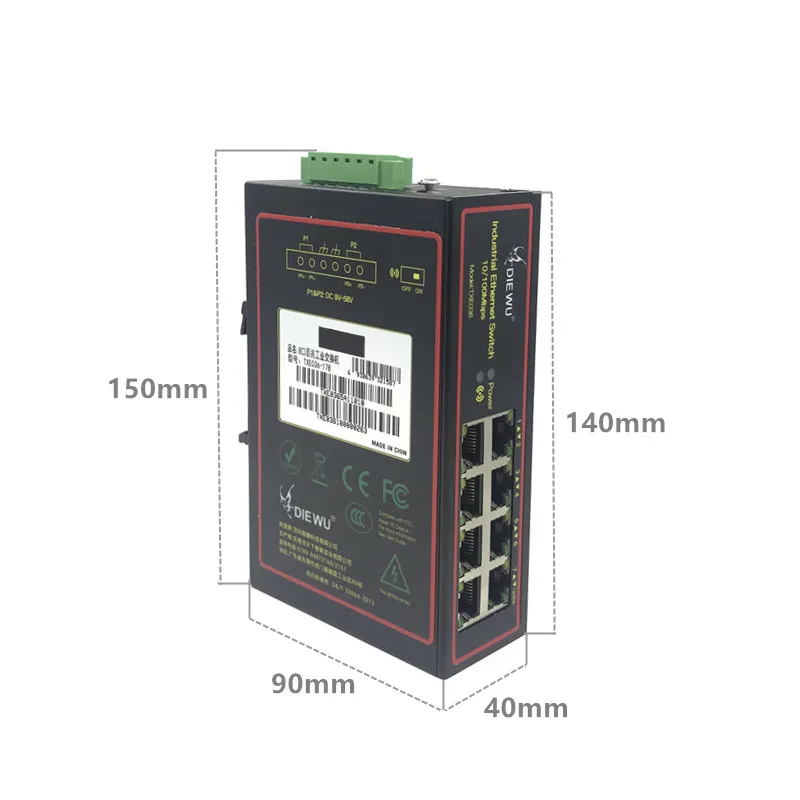 5V-58V 8 Cổng 10/100M DIN-Đường Sắt Không Quản Lý Switch Công Nghiệp