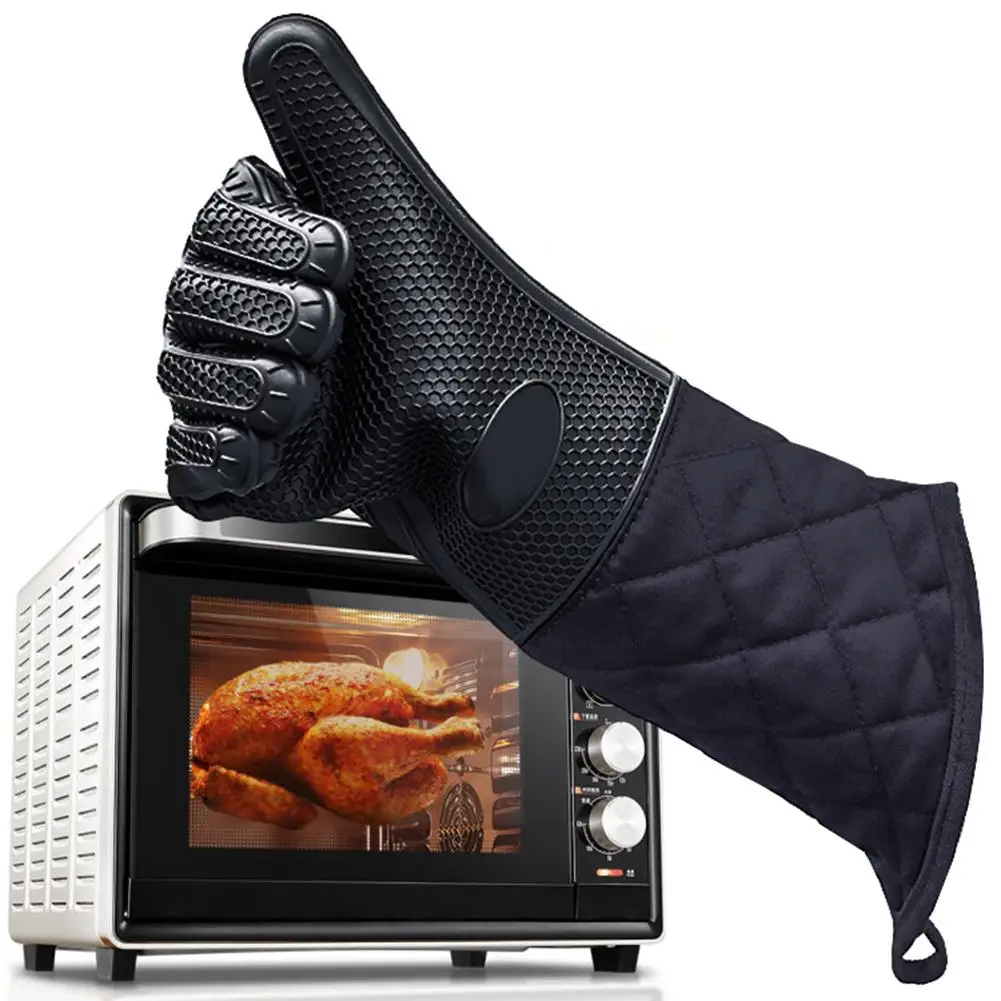 Long Silicone Gloves High Temperature Resistant Silicone Insulated Microwave Oven Anti-Scald Waterproof Slip