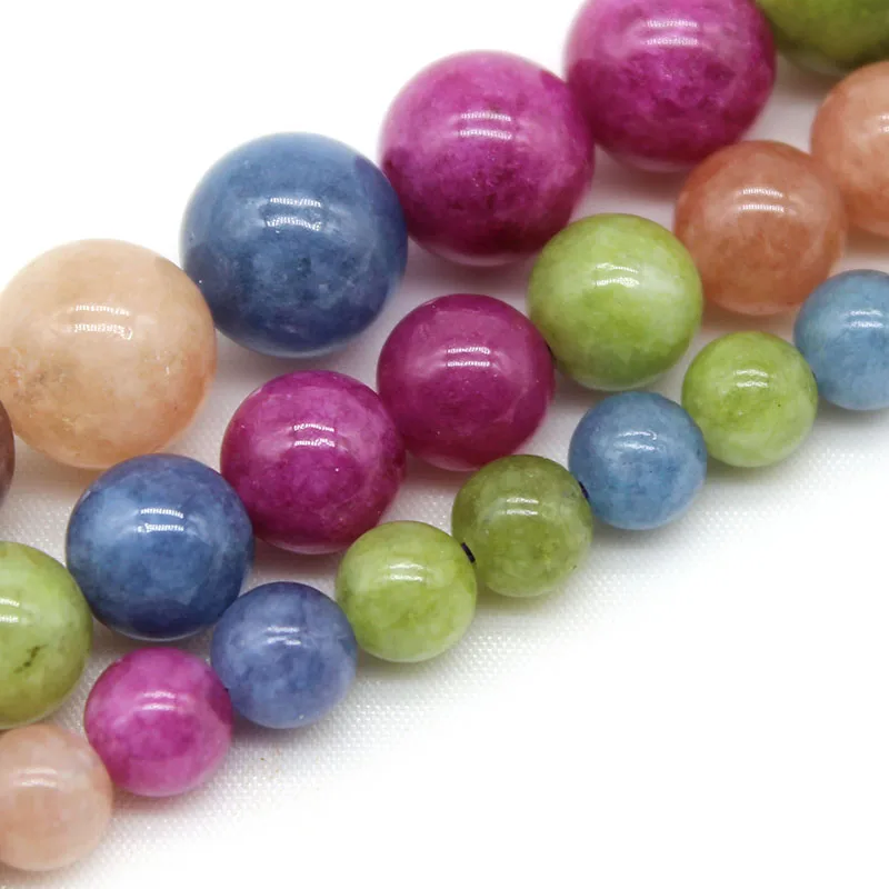 Pierre naturelle lisse Tourmaline colorée perles rondes en vrac pour la fabrication de bijoux bricolage collier à breloques Bracelets accessoire 6/8/10 MM