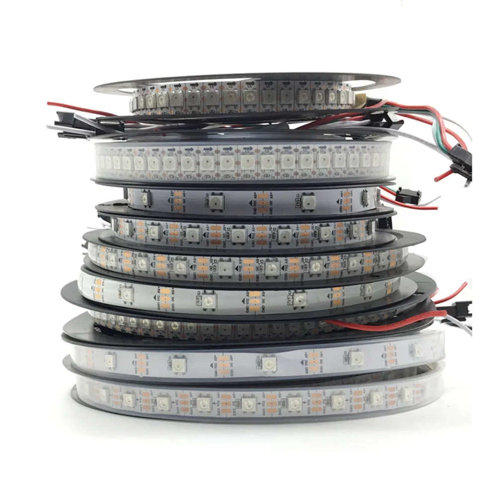 WS2812B Smart Led Strip Light Smart Addressable RGB LED light Strips Waterproof 30/60/144Led/Pixels For Bedroom Decoration DC5V