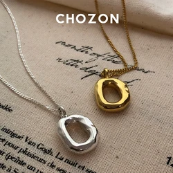 S925 sterling silver necklace heavy industry oval doughnut necklace minimal chic chain trendy Luxury Wedding 18K Gold necklace