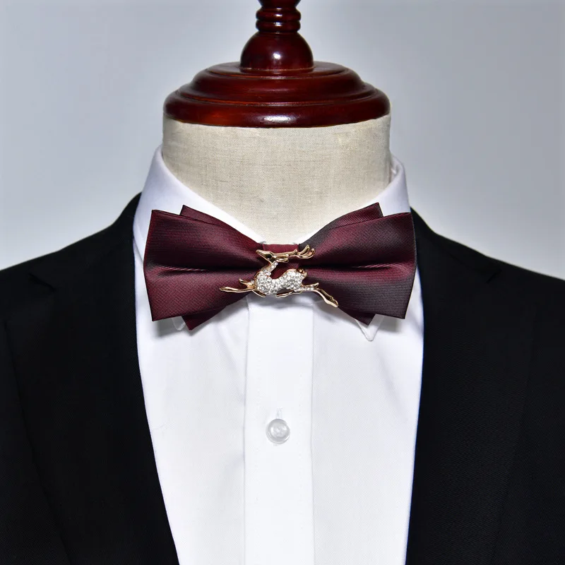 2020 muszka męska ślubna brytyjska muszka jednokolorowy podwójny łuk krawat