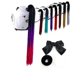Land-best Peluca de trenzas de motocicleta de estilo libre, casco retorcido hecho a mano, decoración Punk, trenza sucia, casco de carreras de Motocross