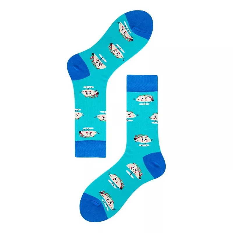 Men\'s Harajuku Style Colorful Casual Socks Happy and Funny Socks Printed Unisex Fashion Male Sox Combed Cotton Socks