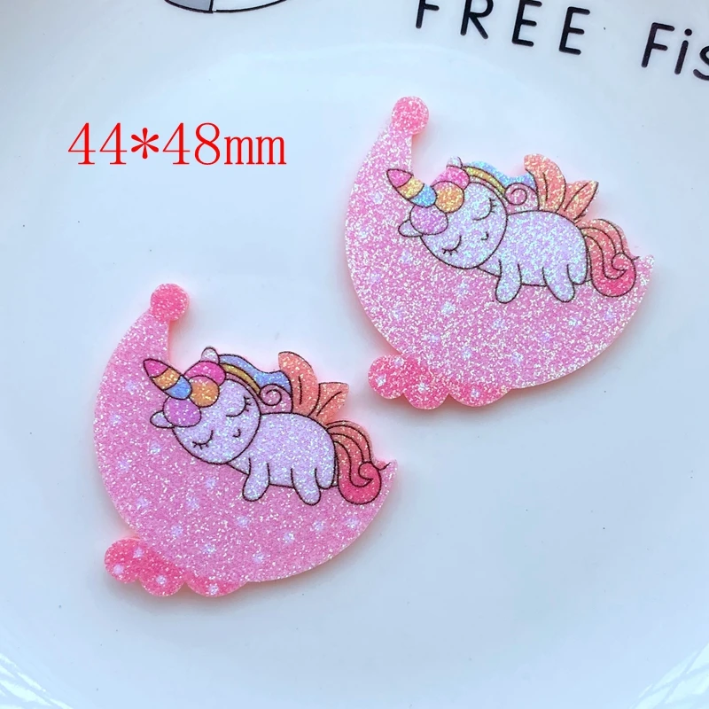 20pcs/Lot Glitter Lovely Unicorn Appliques Felt Patches For Crafts Clothing DIY Scrapbooking Accessories L81