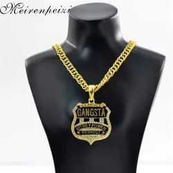 2021 Gangsta Rap models fashion jewelry Europe and the United States big men's hip hop badge shape pendant necklace jewelry