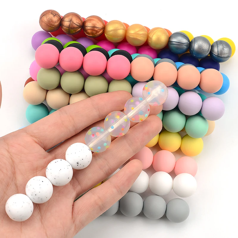 LOFCA 9mm 20pcs/lot Silicone Beads Teething DIY Jewelry Toddlers Toys Food Grade Teether BPA FREE Chewable Colorful Teething