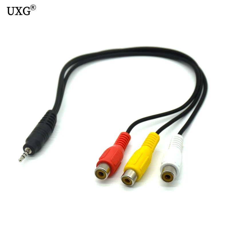 2.5mm Jack Male To 3 RCA Female Composite Audio Video Adapter Cable 3RCA Audio Connector Converter Extension AV Cable