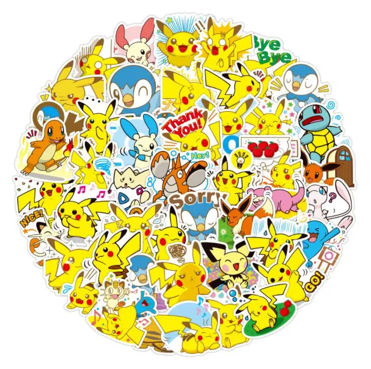 40PCS waterproof cartoon children's Pokemon toy Pikachu sticker scooter bike mobile phone laptop travel bag funny graffiti new