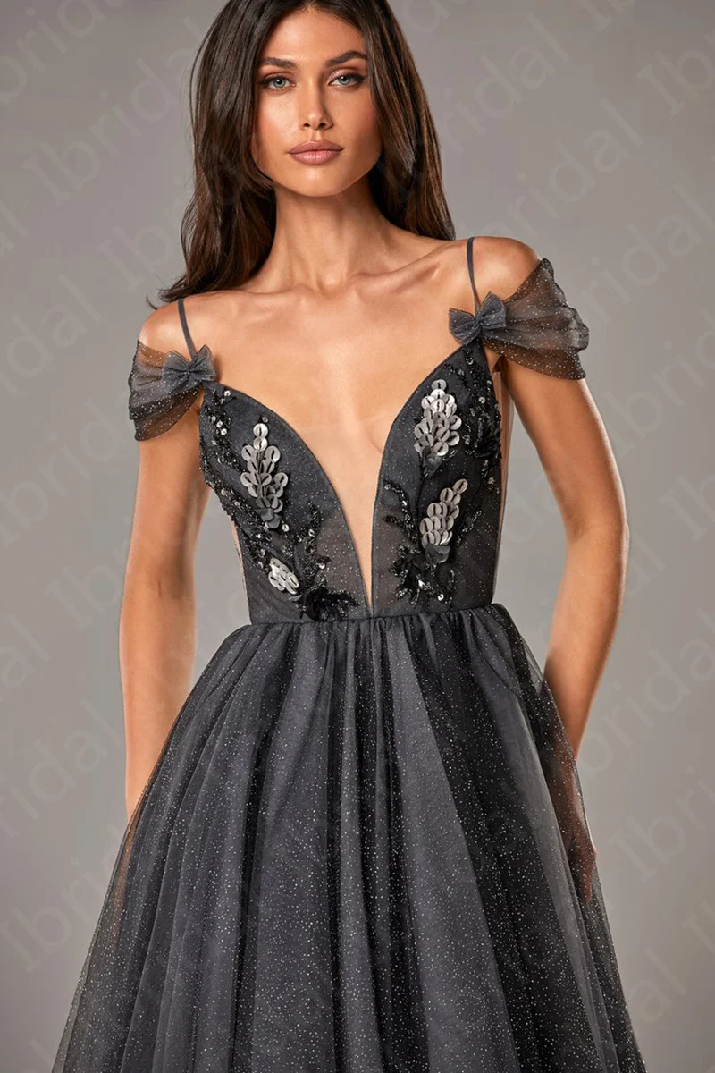 2021 New Gray Tea Length Prom Party Dresses Short Wedding Guest Gowns Off Shoulder Sleeves with Straps Beading Sequins On Sale