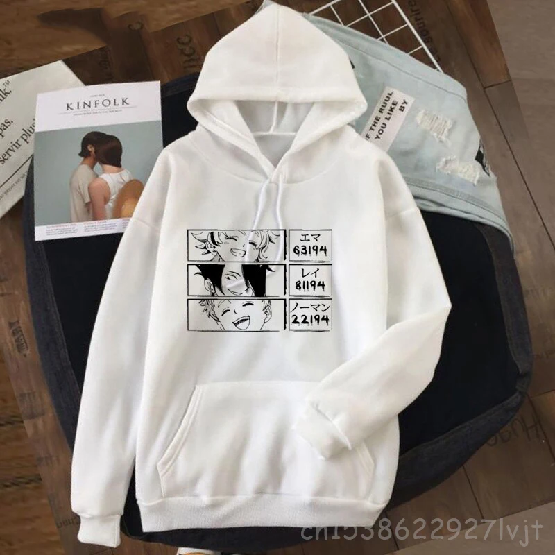 The Promised Neverland Hoodies Sweatshirt Women Harajuku Anime Pink Black Hoodies Streetwear Pullovers Graphic Hooded Streetwear