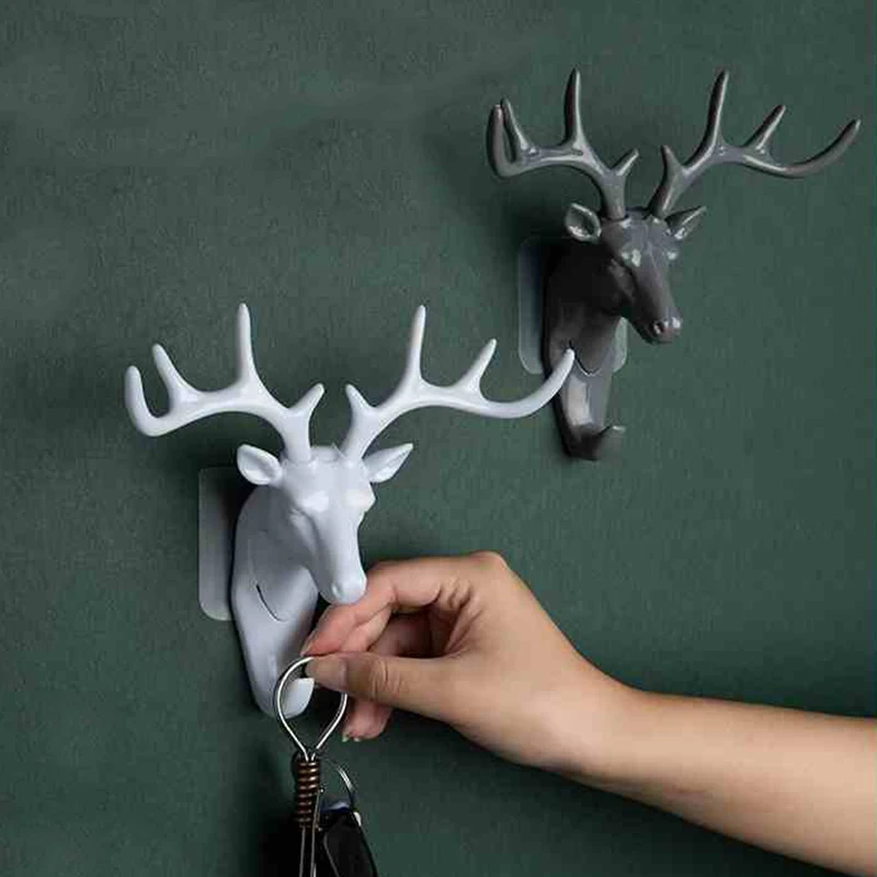 Vintage Deer Wall Hanging Hook Head Antlers per appendere i vestiti cappello sciarpa Key Deer Horns Hanger Rack decorazione della parete all\'ingrosso