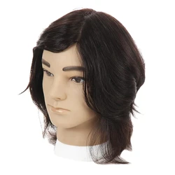 Human Hair Male Mannequin Head Hairdresser Training Manikin Cosmetology Head