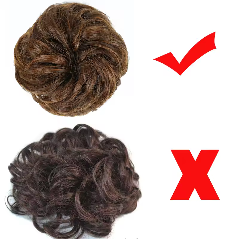 Azqueen Synthetic Messy Bun Chignon Donut Gary Brown Color Hair Bun Pad Elastic Hair Rope Rubber Band Hair Extensions - Image 3