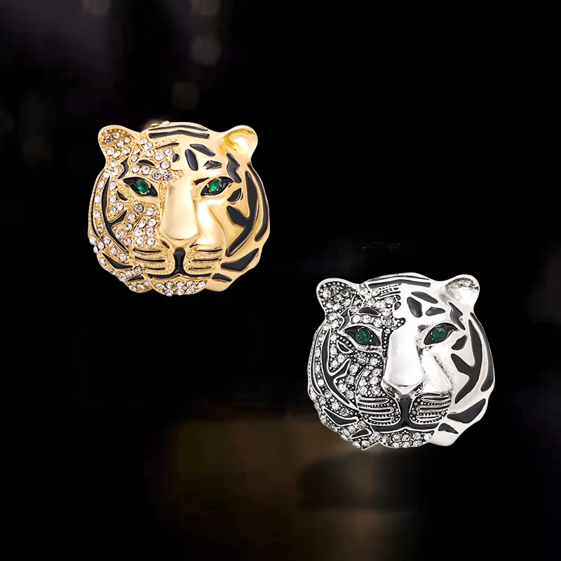 Wuli&baby Big Brand Rhinestone Tiger Brooches For Women Men 2-color 2022 The Year Of Tiger Party Brooch Pin Gifts view 5