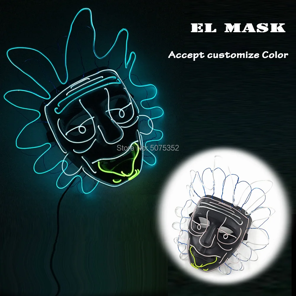 

Drop Shipping EL Mask Movies Cosplay Light Up Glowing Mask Neon Led Luminous Mask For Halloween Night Club Bar