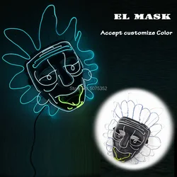 Drop Shipping EL Mask filmy Cosplay zapala się świecąca maska Neon Led świecąca maska na noc Halloween Club Bar