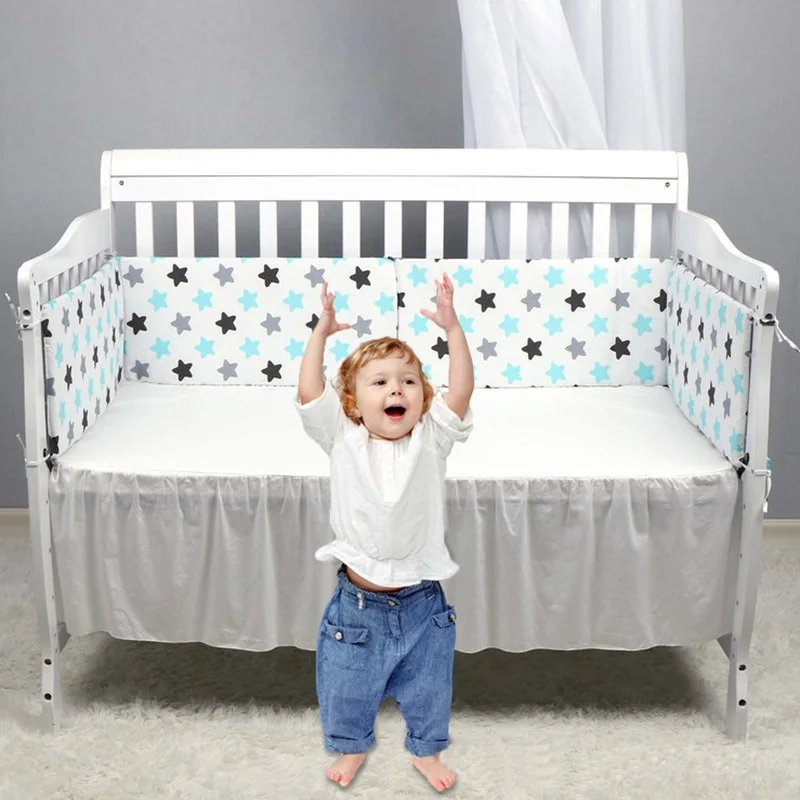Nordic Sterne Baby Bett Verdicken Stoßstangen Zipper Design einteiliges Krippe Um Kissen Kinderbett Schutz Kissen 200*30 CM – Detail 2