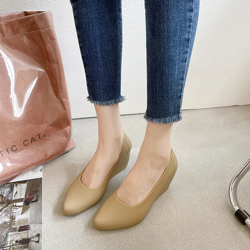 أسافين عالية الكعب صنادل هلامي النساء الصلبة الحلوى sandales أشار تو أحذية المطر الصيف السيدات مقاوم للماء البلاستيكية sandalias 2021 #5