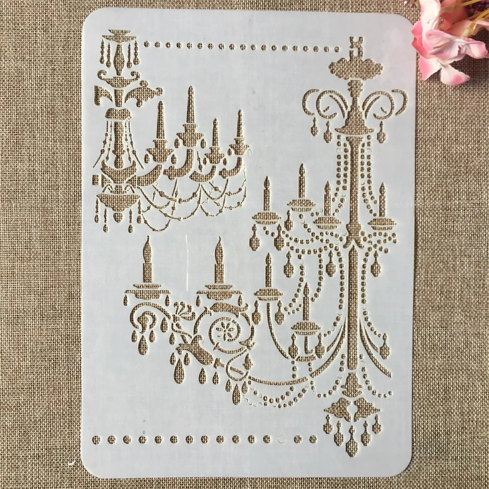 29cm A4 Vintage Palace Chandelier Light DIY Layering Stencils Painting Scrapbook Coloring Embossing Album Decorative Template