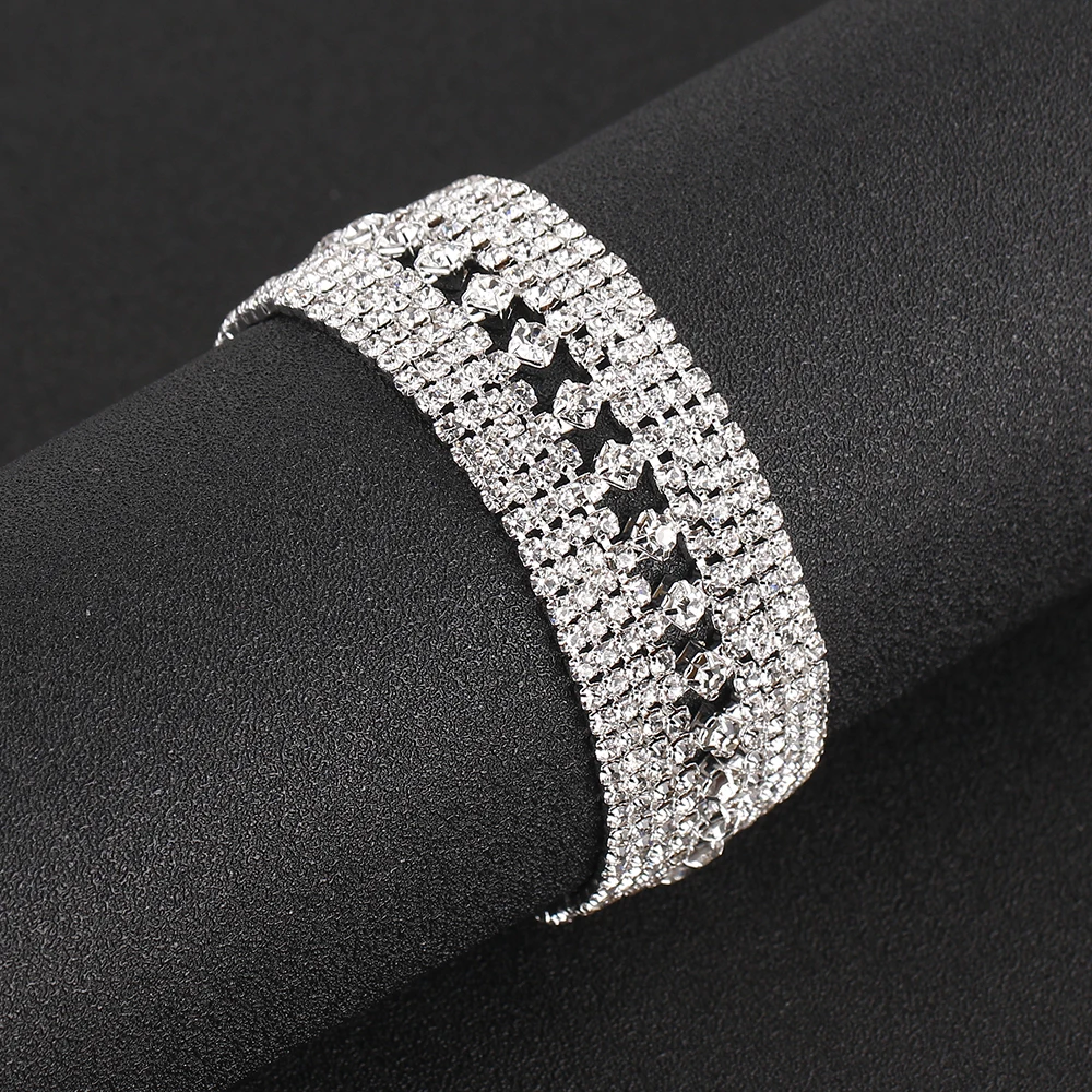 TREAZY Fashion Crystal Bracelets For Women Silver Color Rhinestone Bracelets & Bangles Femme Bridal Prom Wedding Jewelry Gift