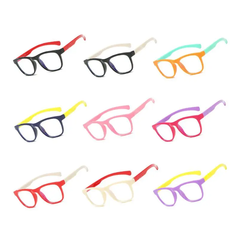 Children Anti-blue Light Silicone Goggles Eyewear Optical Glasses Flexible Bendable Eyeglasses Girls Boys Plain Mirror Frame