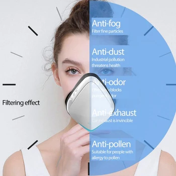 Máscara facial elétrica inteligente respirável, purificador de ar inteligente, reutilizável, corrida ao ar livre, viagem, ciclismo, esportes, máscara antipoeira